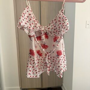 Blue Life Red Floral Camisole Top